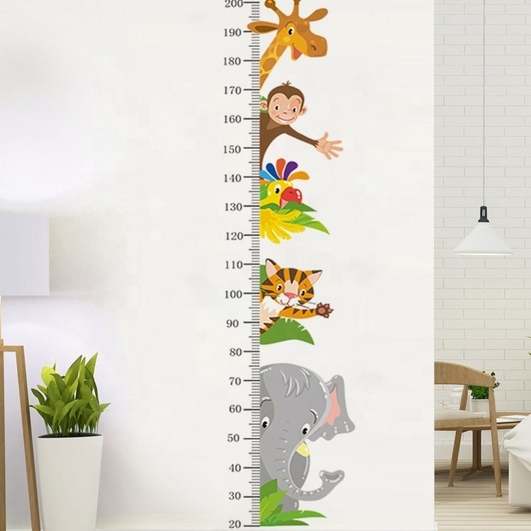 New styles animal height wall stickers waterproof adhesive wall decoration stickers for baby room and kindergarten