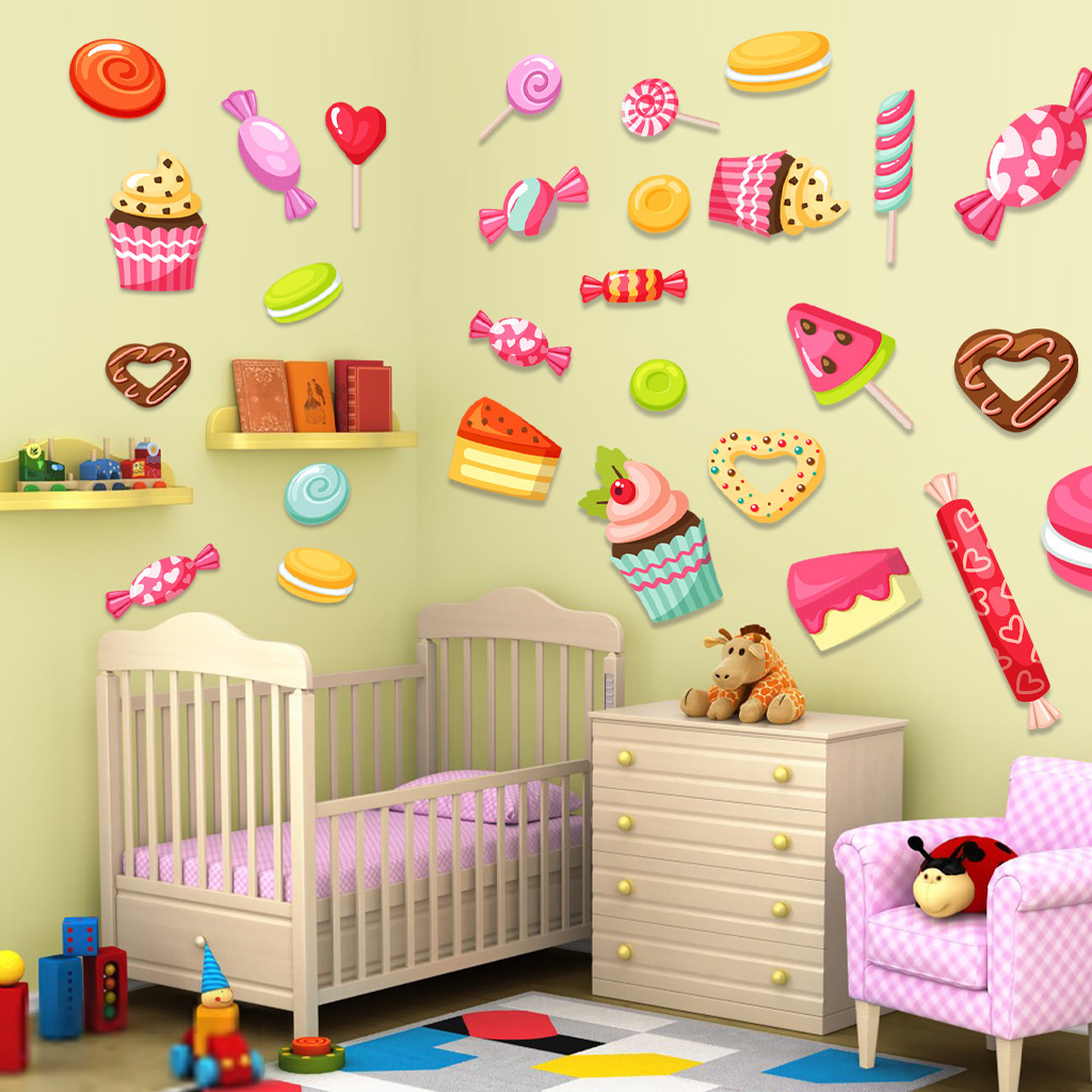 Colorful dessert fridge sticker refrigerator  pvc vinyl sticker fridge ice cream fridge freezer sticker