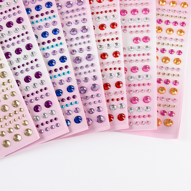 3d self adhesive eye face sticker crystals sheet crystal stickers adhesive rhinestones for girls