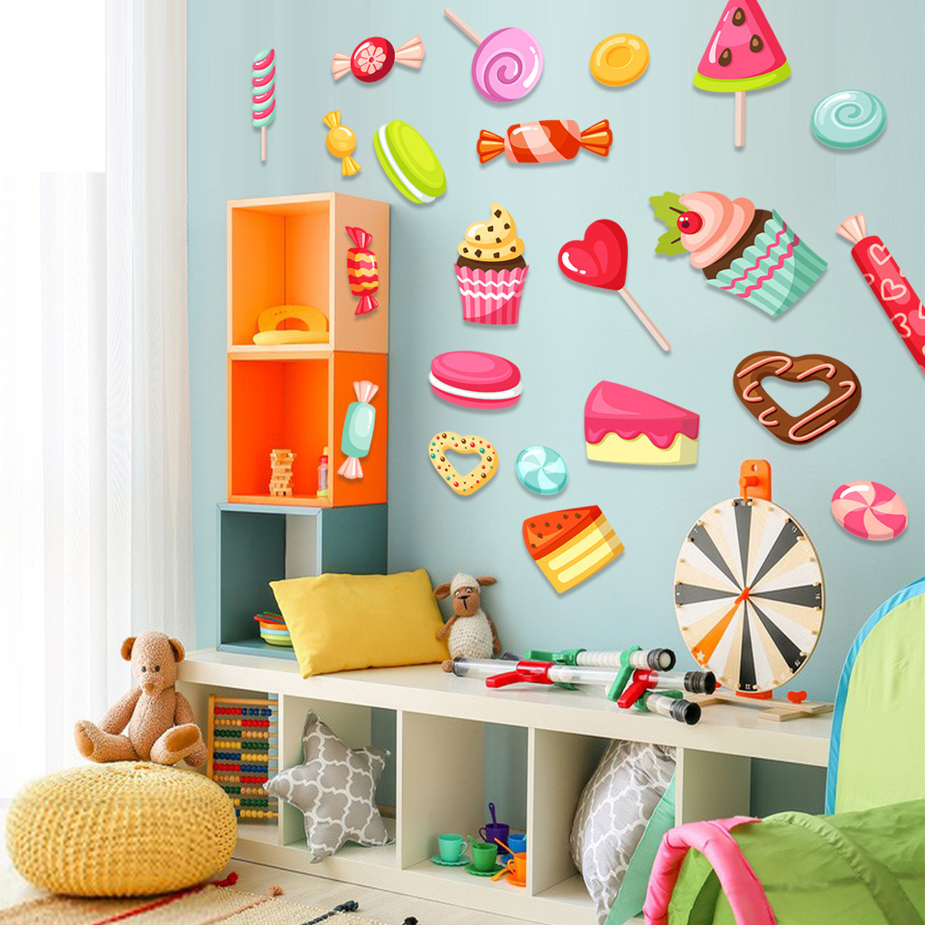 Colorful dessert fridge sticker refrigerator  pvc vinyl sticker fridge ice cream fridge freezer sticker