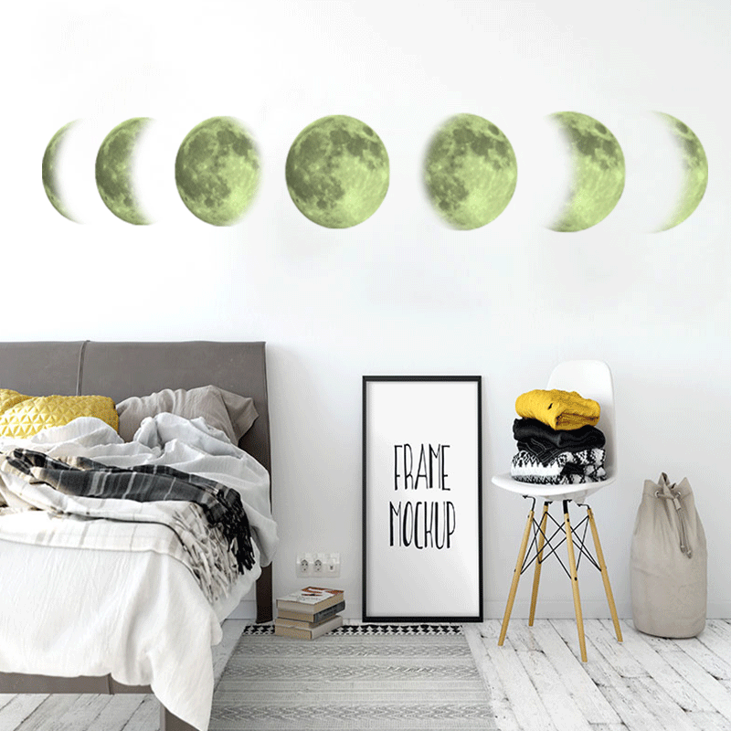 Free Sample bedroom decoration 3d glow in the dark moon and star wall sticker