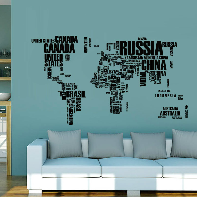 JINSUI Custom Bedroom World Map Decoration Wall Vinyl Sticker