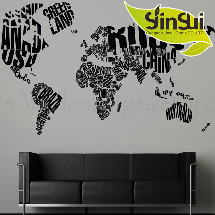 JINSUI Custom Bedroom World Map Decoration Wall Vinyl Sticker