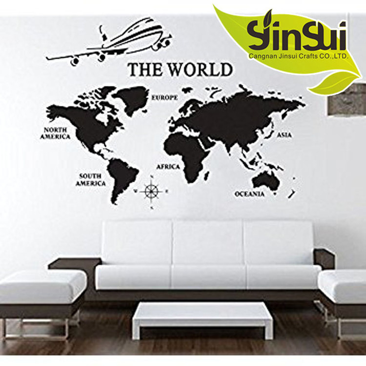 JINSUI Custom Bedroom World Map Decoration Wall Vinyl Sticker