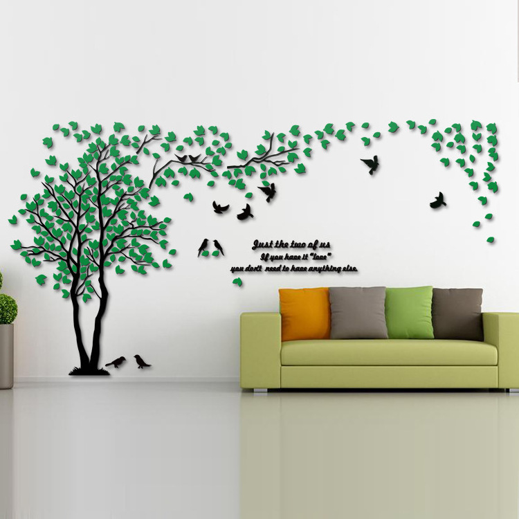 Tree Custom Home Decoration Gold Silver Acrylic Vinyl Transfer 3D Mirror Wall Sticker