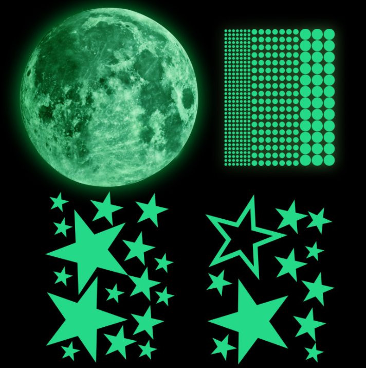 3d glow in dark 30cm large moon star removable wall sticker wallpaper stickers for kids