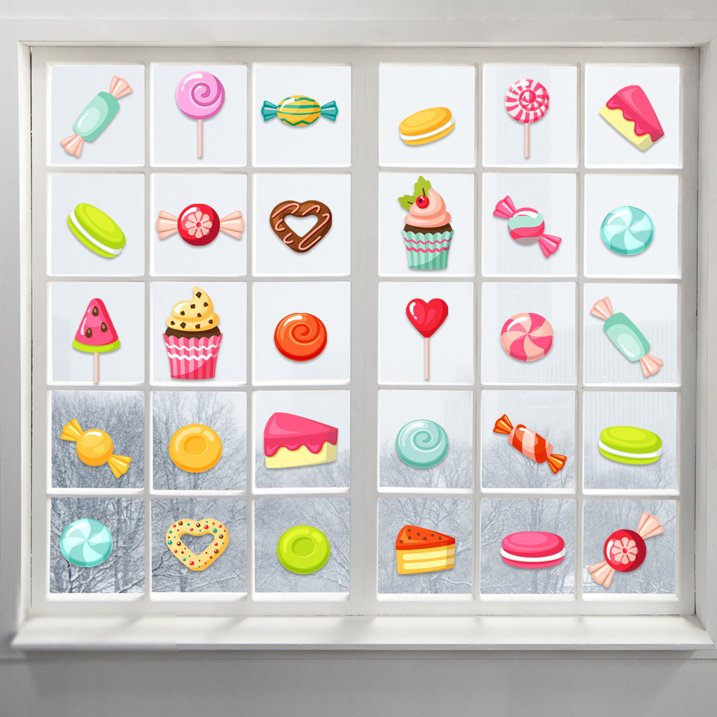 Colorful dessert fridge sticker refrigerator  pvc vinyl sticker fridge ice cream fridge freezer sticker