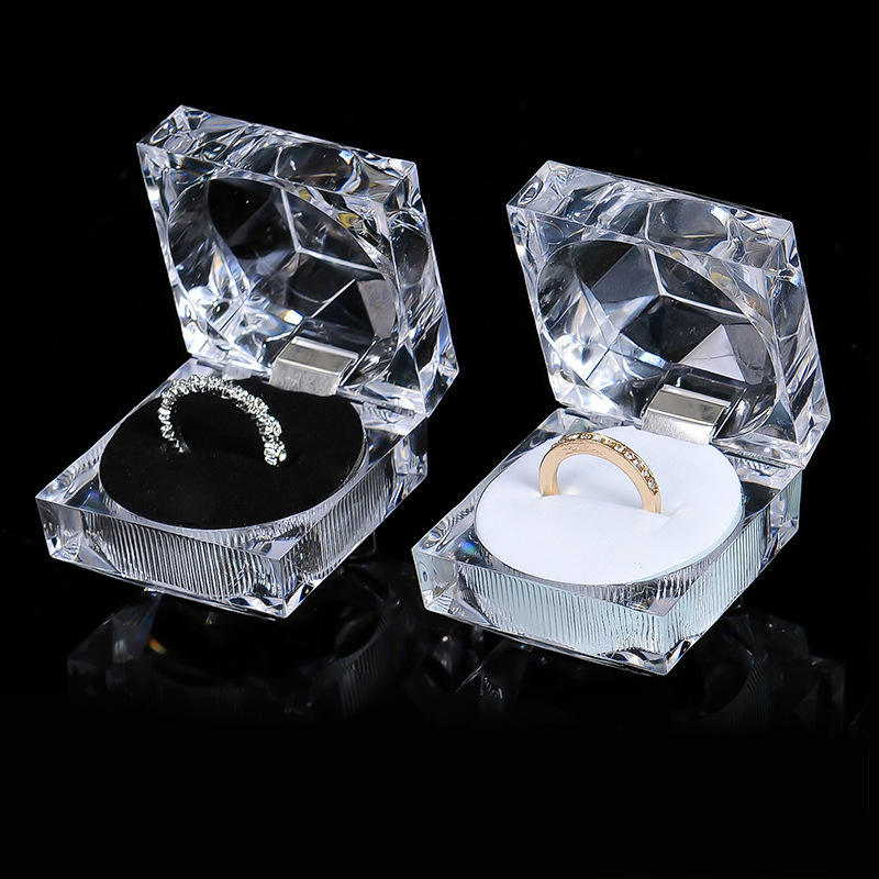 Diamonds Shape Small Size Wholesale Transparent Clear Organizer Acrylic Box Jewelry For Ring Earrings