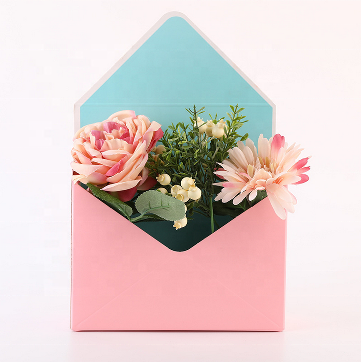 CSMD Yiwu Suppliers Envelope Shape Wholesale Rose Flower Bouquet Cardboard Paper Boxes For Saint Valentine's Day