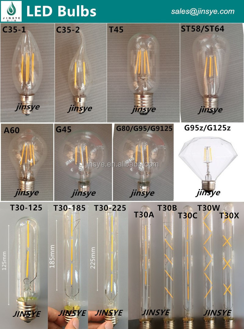 A60/T45/T300/G80/G125 E27 Edison bulb led light bulb