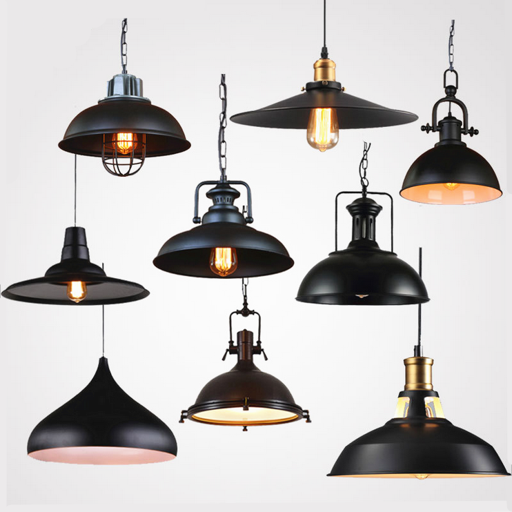 11.4 inch Vintage Industrial Fixtures Ceiling Lamp Black Metal Farmhouse Lights Pendant Lighting for Kitchen