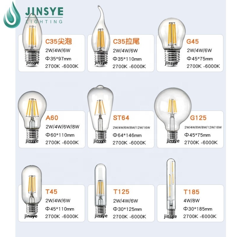 CE E27 ST64 lamp light bulb clear glass ST64 led filament bulb for Home/ Bathroom