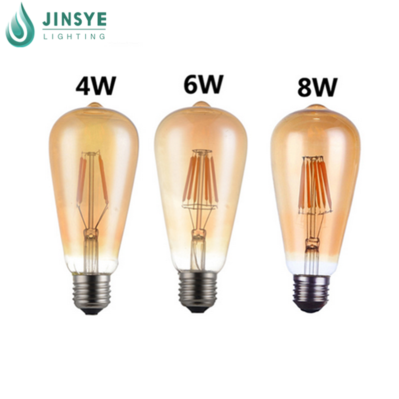 CE E27 ST64 lamp light bulb clear glass ST64 led filament bulb for Home/ Bathroom