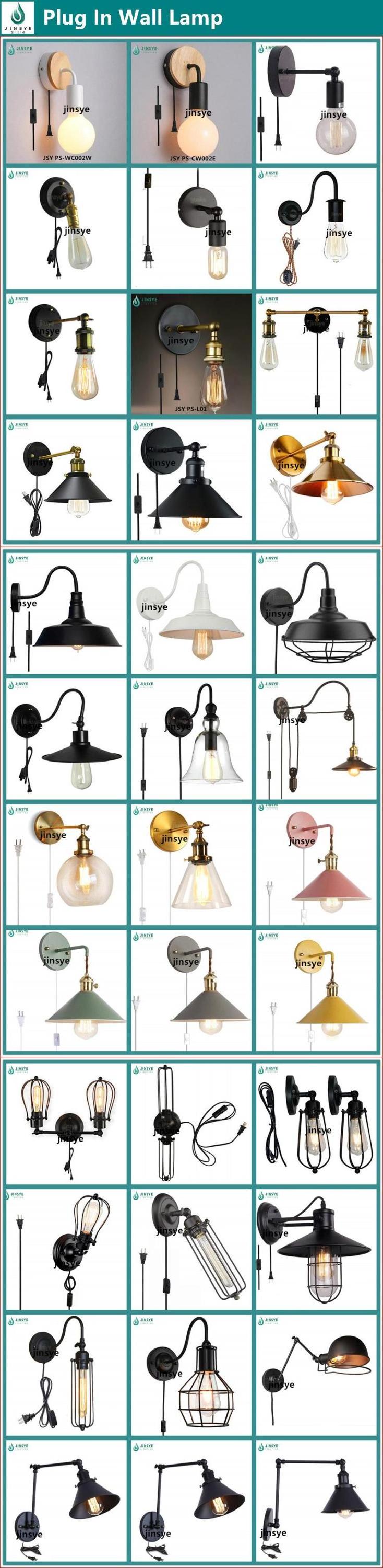 Indoor black lamp shade decorative Bedside plug in wall light Rotatable Adjustable swing arm wall lamp for living lamp