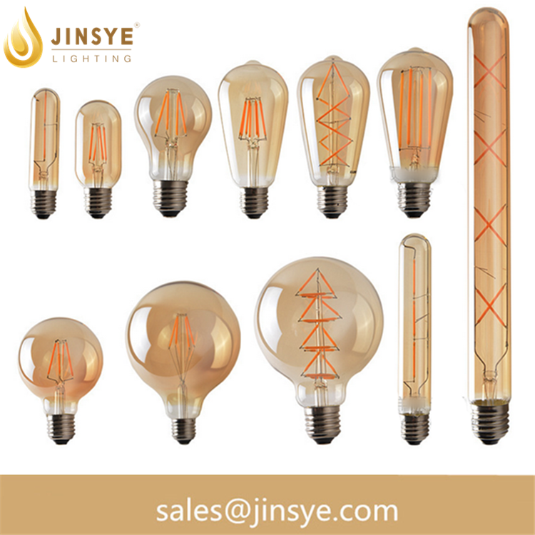 ST64/G80/T185 amber led edison bulb e14 e27 round/tubular led light bulb