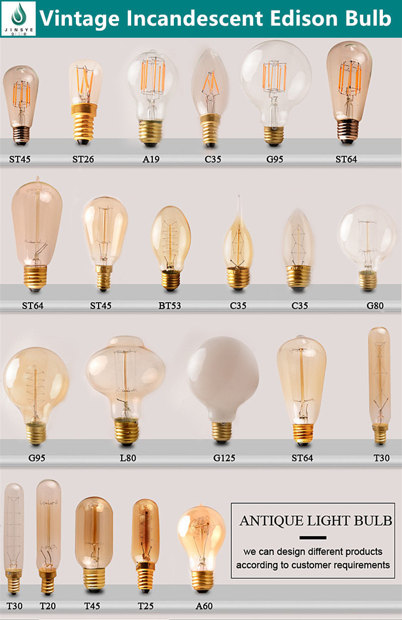 ST64/G80/T185 amber led edison bulb e14 e27 round/tubular led light bulb