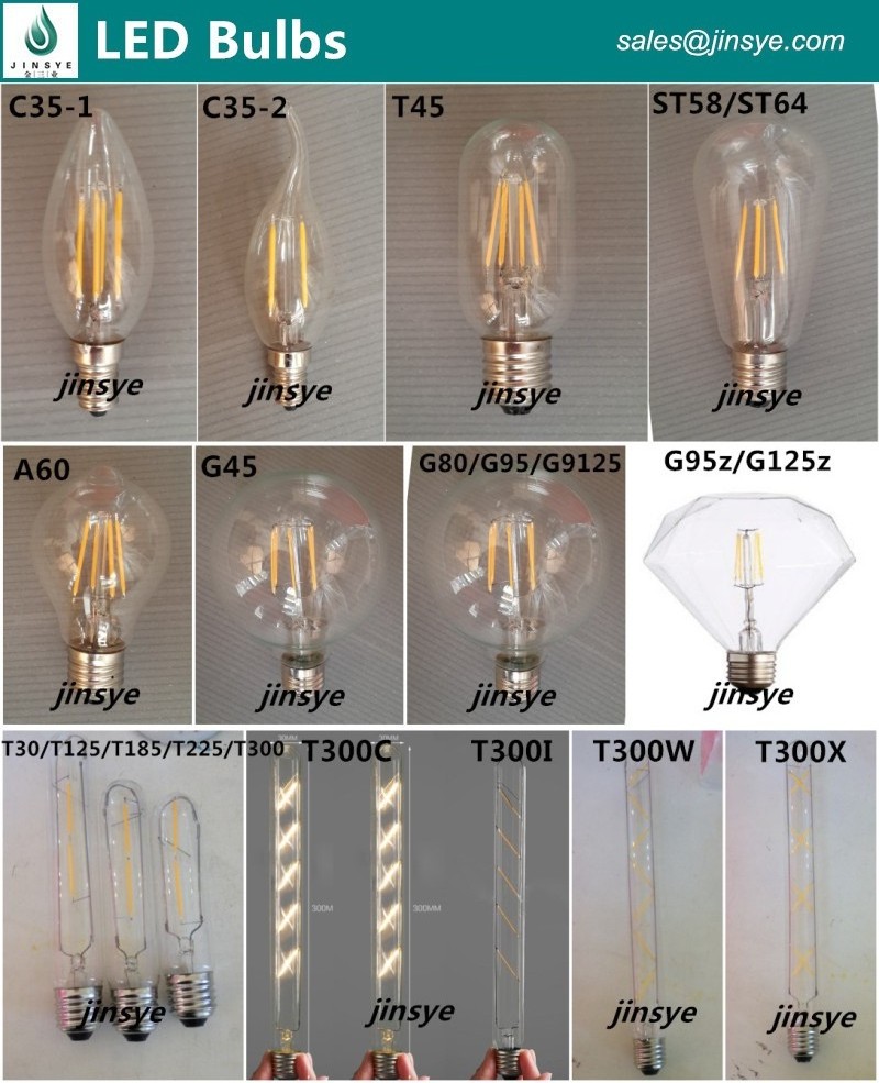 ST64/G80/T185 amber led edison bulb e14 e27 round/tubular led light bulb