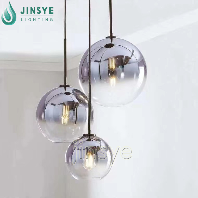 ball ceiling hanging light silver glass globe pendant lamp