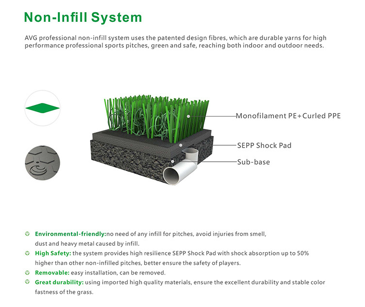 Factory Direct Quality Anti-Uv Synthetic Soccer Turf Grass Non Infill Football Artificial Grass For Sports Flooring