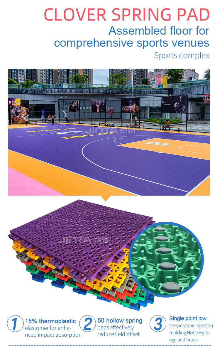 Anti-Slip Shock Absorbing Sport Court Polypropylene Suspended Assembled Flooring Outdoors Pp Plastic Inter Locking Flooring