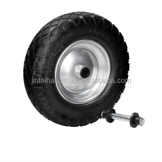 Wheelbarrow wheel solid rubber PU 4.80 / 4.00-8 390 mm with axle