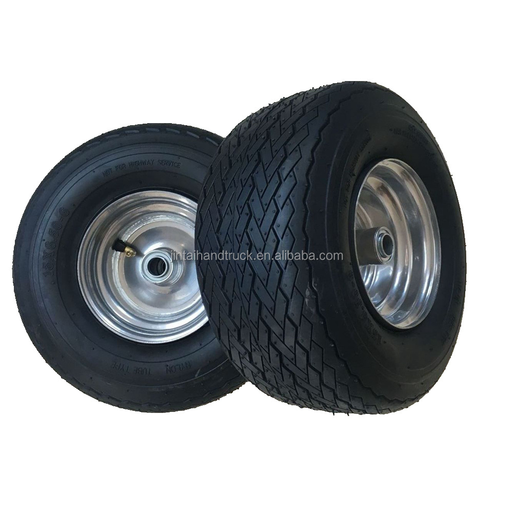 13 inch Pneumatic tubless tire 6 inch wheels 13x650-6 with bearing  for golf cart lawn mower