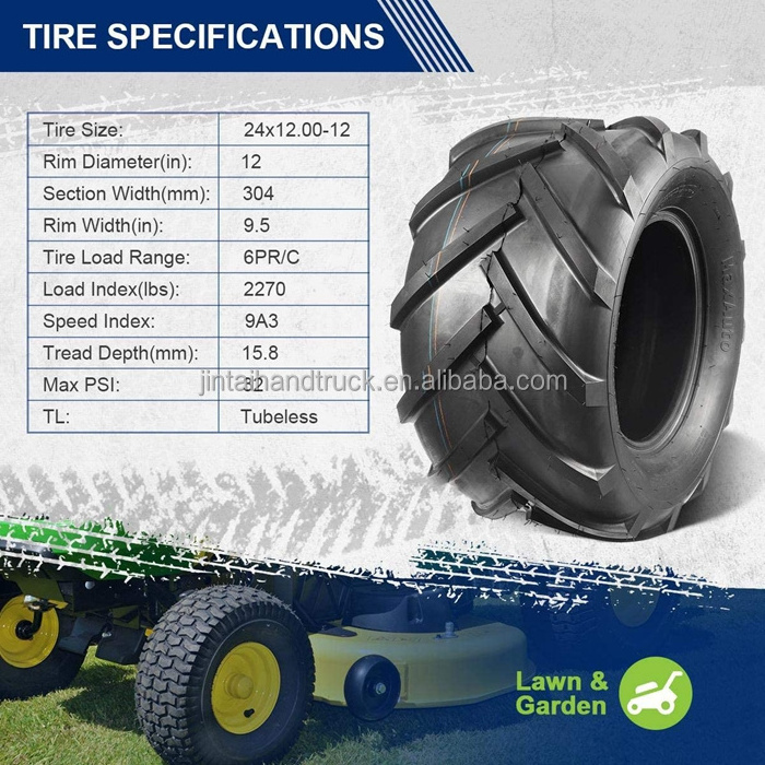 Super Lug 24x12.00-12 24X12.00X12 Lawn Tractor Tires Very Wide 6 Ply Rated