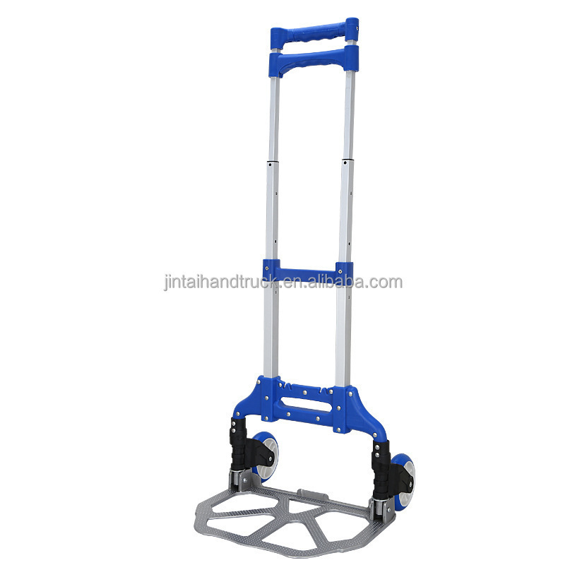 Portable aluminium hand trolley home multifunction folding hand cart 2 wheel foldable trolley