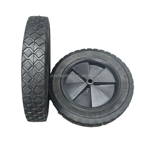 black rim 10 inch semi pneumatic rubber tire 10x1.75 plastic hub semi solid rubber wheel