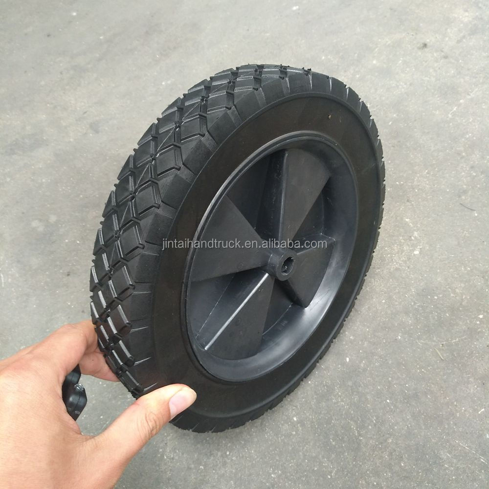 black rim 10 inch semi pneumatic rubber tire 10x1.75 plastic hub semi solid rubber wheel