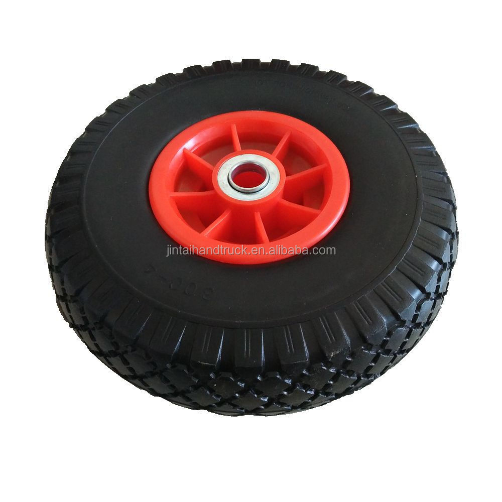 260x85 PU foam wheel with plastic rim hub 3.00-4 PU foam tire