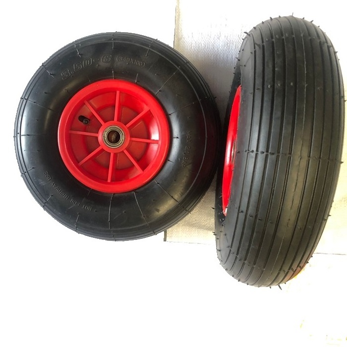 350-6 beach cart wheels with plastic rims 3.50-6 wheel barrow tires