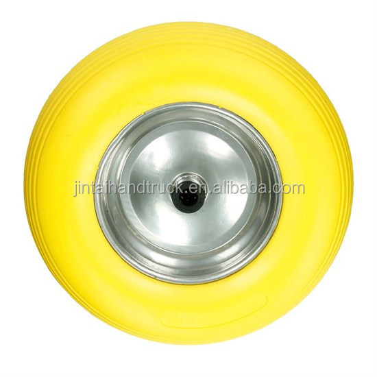 Wheelbarrow wheel solid rubber PU 4.80 / 4.00-8 390 mm with axle