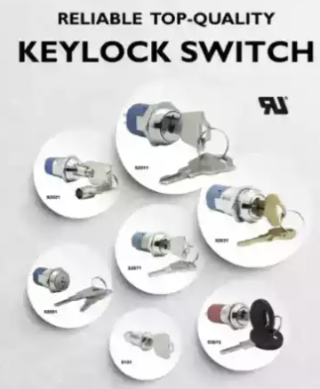 High Quality 16MM Key Switch 2NO2NC Safety 2 Position Electronic Key Lock Switch