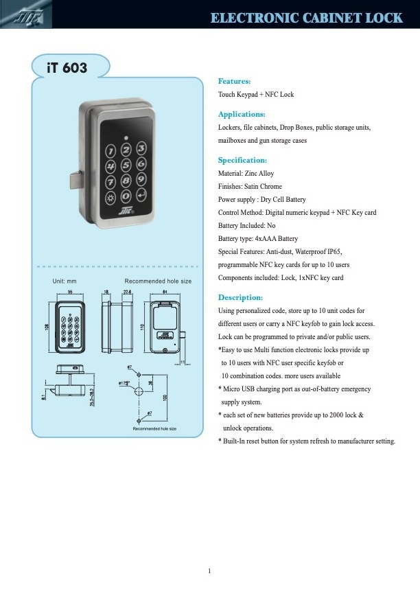 Keypad Code Zinc Alloy Panel 4 Digits Combination Locker Lock