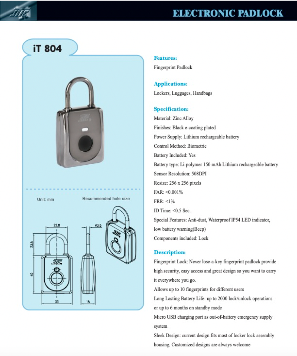 Security Fingerprint PadLock Fingerprint Lock Keyless Intelligent Door Lock for Bag