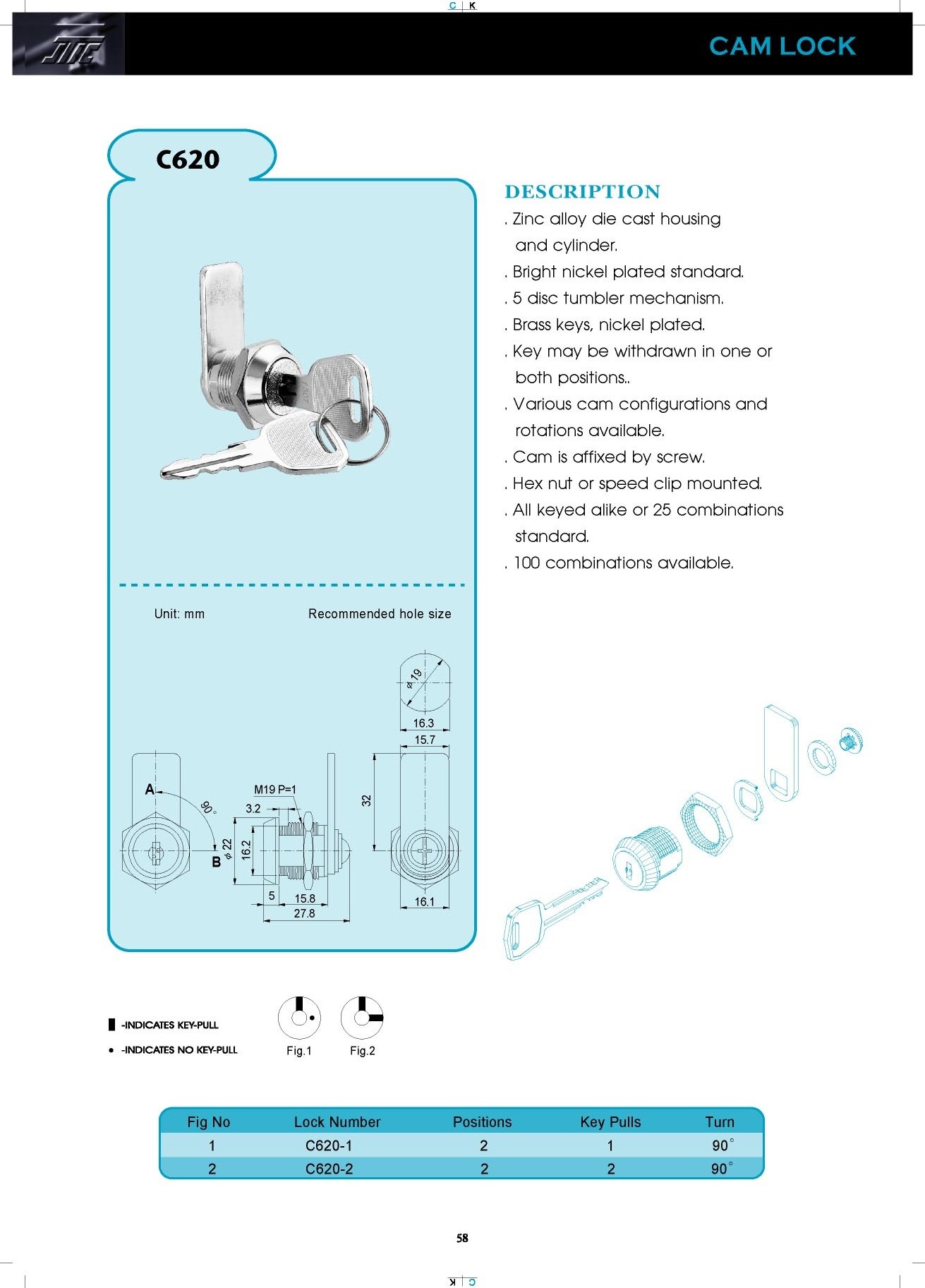 Super Durable Mail Box Flat Key Lock Keyed Alike Cam Lock For Metal Cabinets