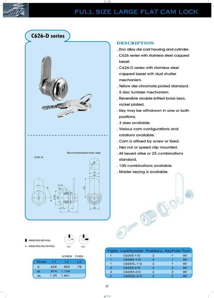 High Quality 19mm Hook Cam Locks for Lockers Universal Furniture Cam Lock with 2 Keys