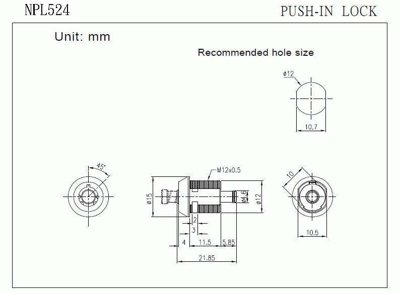 Factory Direct Wholesale Showcase Display Tubular Cam Locks High Security Push-In Lock