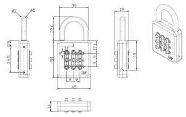 Digits combination padlock for blind man digital lock for locker