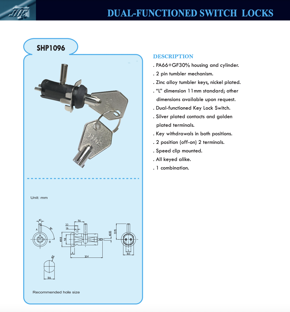 Micro Switch Key Lock for for Slot Machine