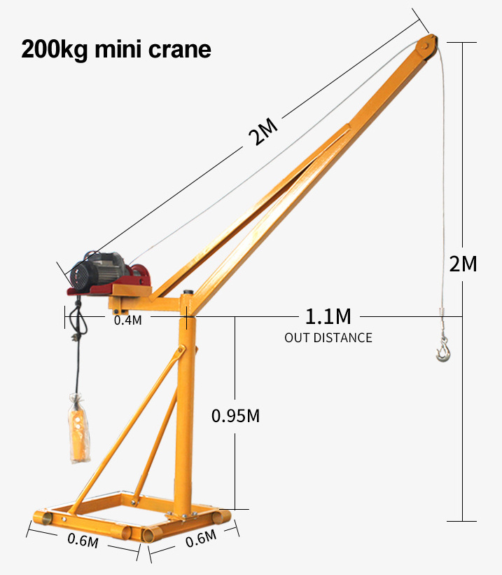 easy installed 0.5t construction equipment cheap portable mini small crane machine Swing Arm Hoist 360 degree pick up lift crane