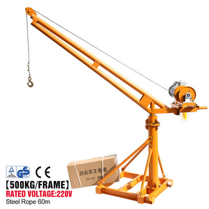 easy installed 0.5t construction equipment cheap portable mini small crane machine Swing Arm Hoist 360 degree pick up lift crane