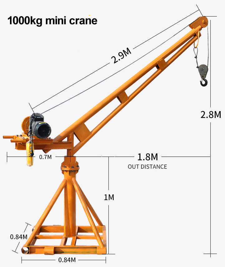 easy installed 0.5t construction equipment cheap portable mini small crane machine Swing Arm Hoist 360 degree pick up lift crane