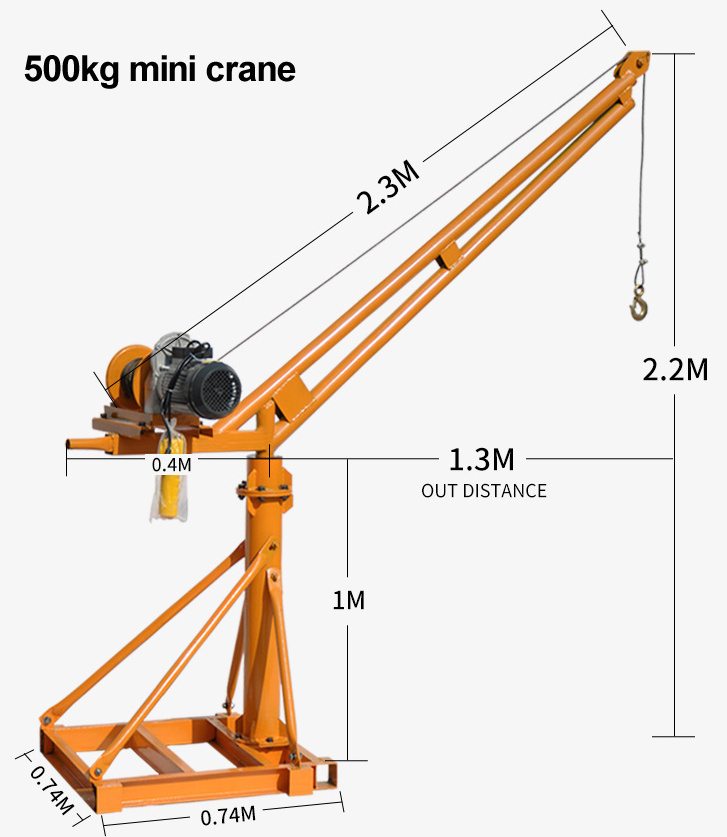 easy installed 0.5t construction equipment cheap portable mini small crane machine Swing Arm Hoist 360 degree pick up lift crane