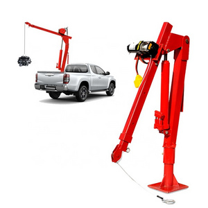 12V/110V/380V electric hoist winch 1000lbs Hitch-Mount Pickup Jib lifting arm trailer hydraulic mini truck cranes with CE