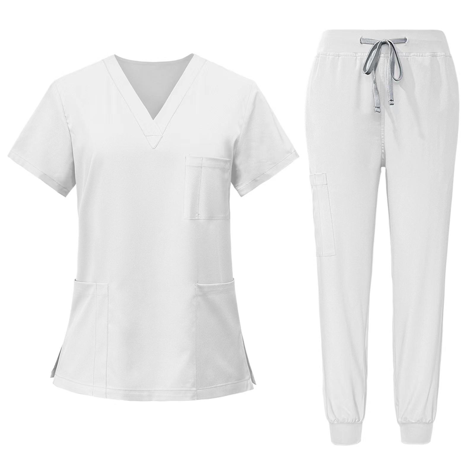 Women Nurse Hospital Uniform Medical Scrub Tops Spandex Stretch Fashionable Uniforms Suit Woven Spa Salon Beauty Uniforms Set