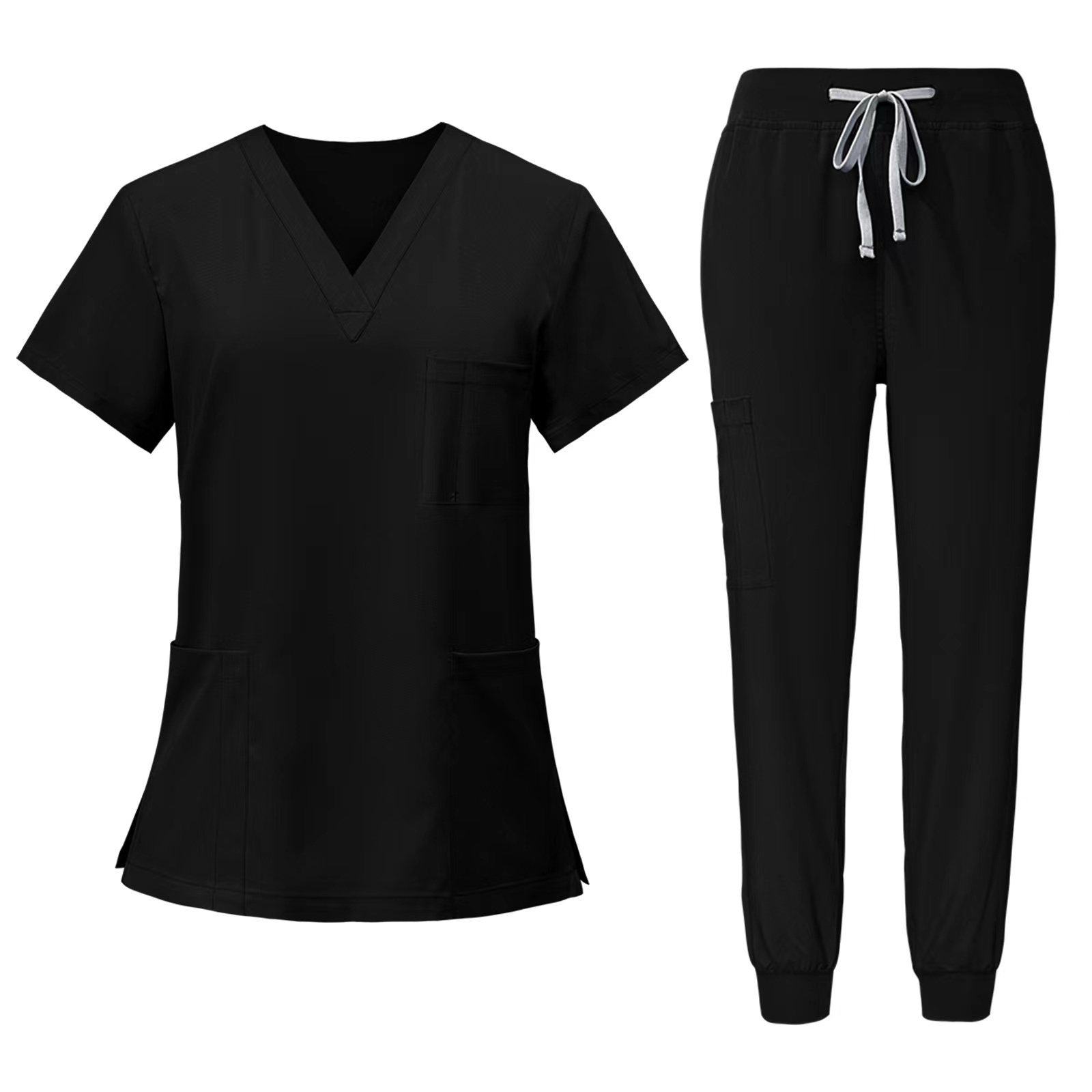 Women Nurse Hospital Uniform Medical Scrub Tops Spandex Stretch Fashionable Uniforms Suit Woven Spa Salon Beauty Uniforms Set