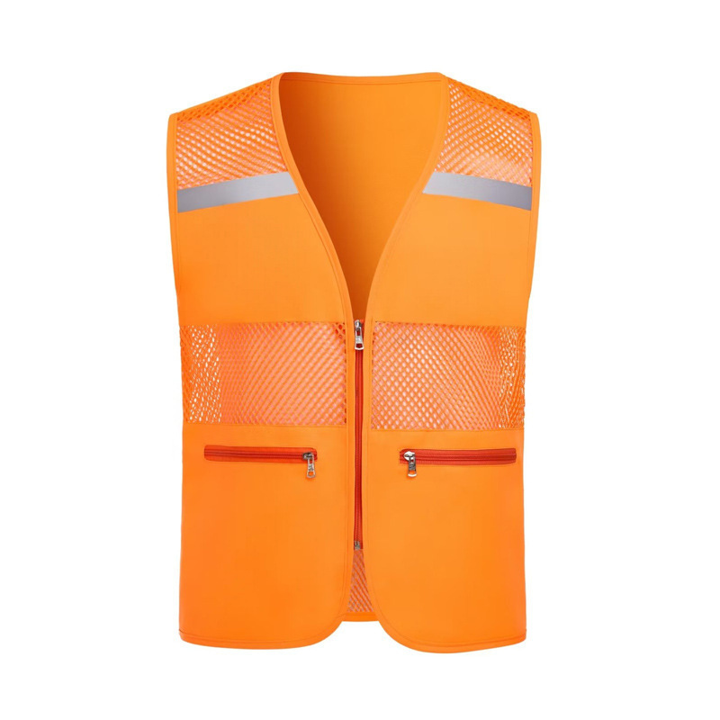 Jiteng Logo Custom High Visibility Construction Team Uniform Reflective Safety Security Protective Zipper Pocket Mesh Vest