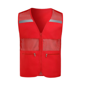 Jiteng Logo Custom High Visibility Construction Team Uniform Reflective Safety Security Protective Zipper Pocket Mesh Vest